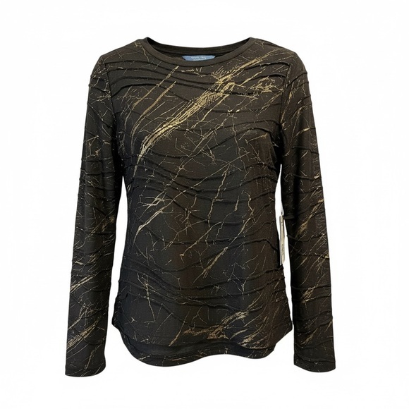 Simply Vera Vera Wang Tops - ✨ Simply Vera Vera Wang Long Sleeve Textured Tee – Black & Gold | Size M ✨